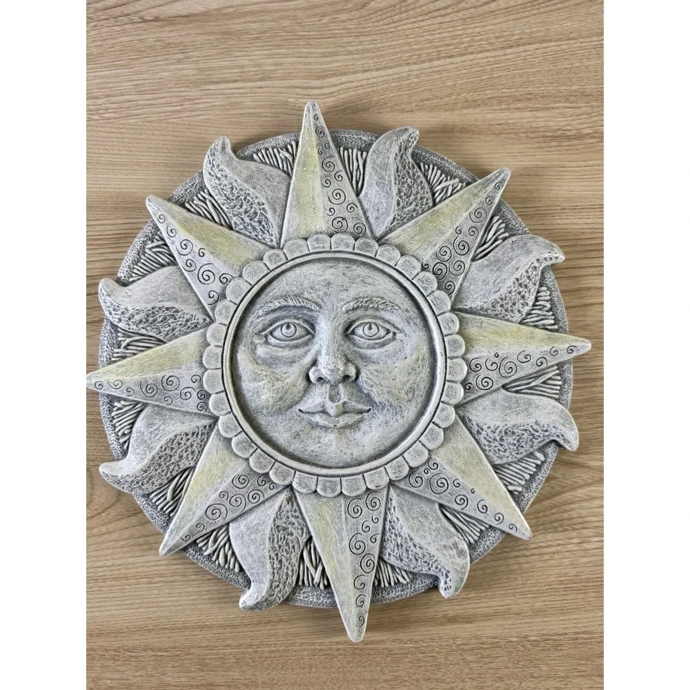 Vintage NCE Sun Face Celestial Wall Plaque Whimsigoth Resin Decor 11.5